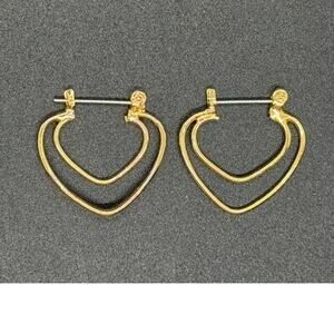 Gold Tone Double Heart Hoop Earrings
